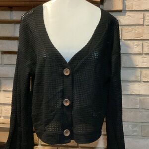 Black Button-Up Women's see-through perfect for layering Sweater